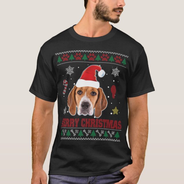 Treeing Walker Coonhound Dog Santa Ugly Costume Xm T-Shirt (Front)