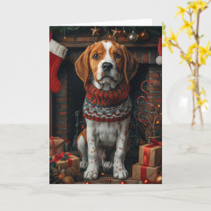 Treeing Walker Coonhound Dog With Christmas Gifts  Card