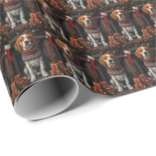 Treeing Walker Coonhound Dog With Christmas Gifts Wrapping Paper
