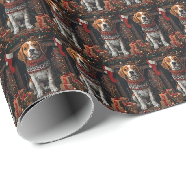 Treeing Walker Coonhound Dog With Christmas Gifts  Wrapping Paper (Roll Corner)