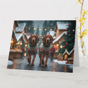 Treeing Walker Coonhound Dogs Christmas Snow Card