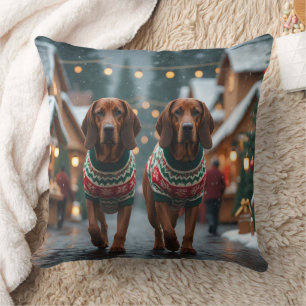 Treeing Walker Coonhound Dogs Christmas Snow Cushion