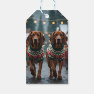 Treeing Walker Coonhound Dogs Christmas Snow  Gift Tags