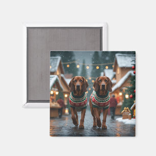Treeing Walker Coonhound Dogs Christmas Snow  Magnet