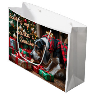 Treeing Walker Coonhound Festive Holiday Christmas Large Gift Bag