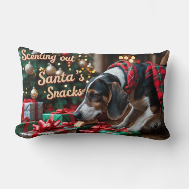 Treeing Walker Coonhound Festive Holiday Christmas Lumbar Cushion (Front)