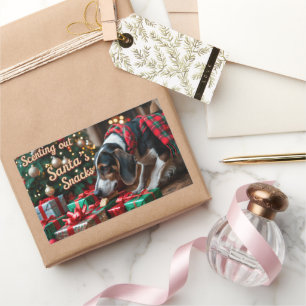 Treeing Walker Coonhound Festive Holiday Christmas Rectangular Sticker