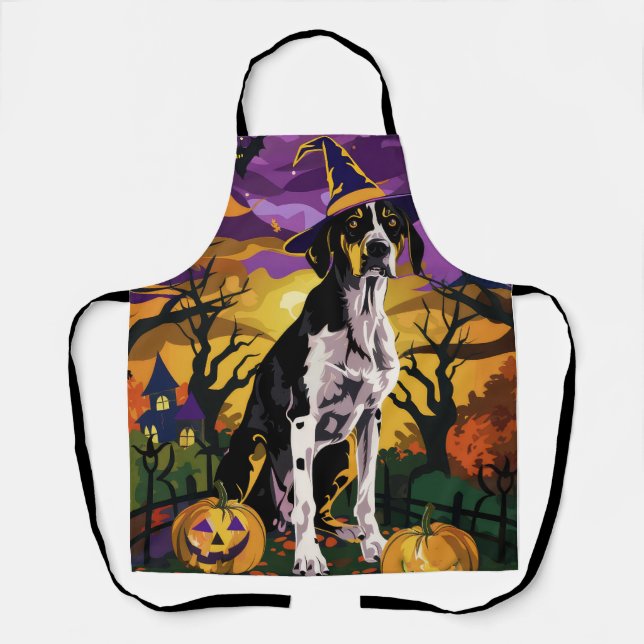 Treeing Walker Coonhound Halloween Witch Pumpkin Apron (Front)