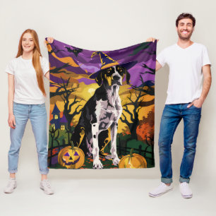 Treeing Walker Coonhound Halloween Witch Pumpkin Fleece Blanket