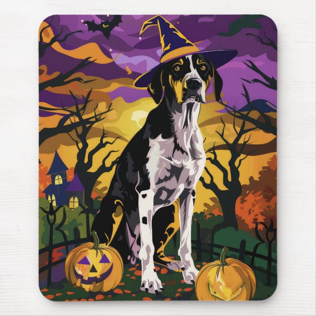 Treeing Walker Coonhound Halloween Witch Pumpkin Mouse Mat (Front)