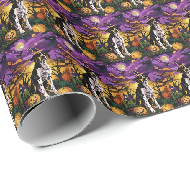 Treeing Walker Coonhound Halloween Witch Pumpkin Wrapping Paper (Roll Corner)