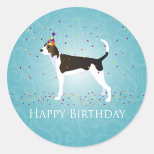 Treeing Walker Coonhound Happy Birthday Design Classic Round Sticker