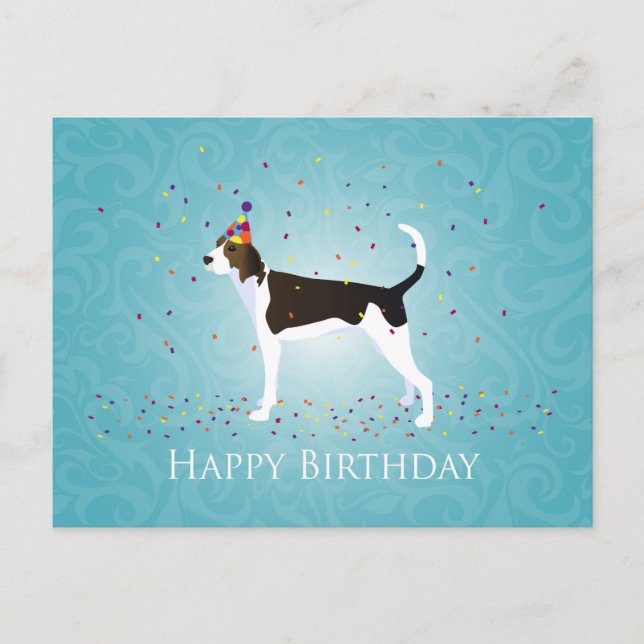 Treeing Walker Coonhound Happy Birthday Design Postcard (Front)