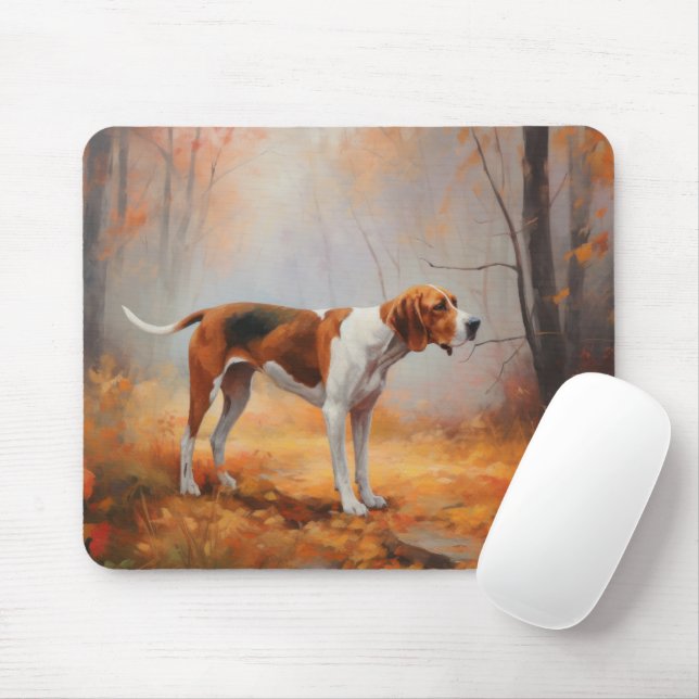 Treeing Walker Coonhound in Autumn Leaves Fall  Mouse Mat (With Mouse)