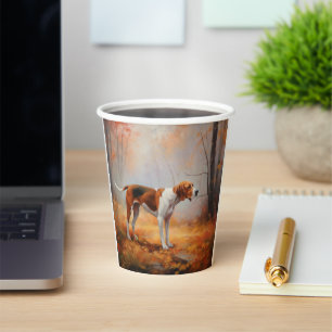 Treeing Walker Coonhound in Autumn Leaves Fall Paper Cups