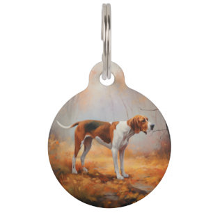 Treeing Walker Coonhound in Autumn Leaves Fall Pet Tag