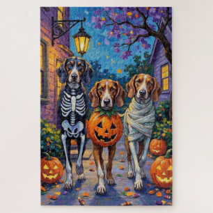 Treeing Walker Coonhound In Halloween Costumes Jigsaw Puzzle