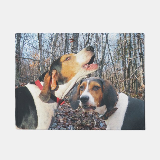 Treeing Walker Coonhound In Woods Door Mat (Front)