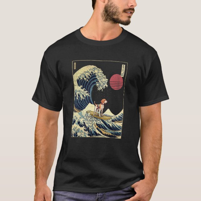 Treeing Walker Coonhound Japanese Kanagawa Wave  S T-Shirt (Front)