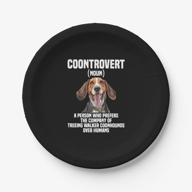 Treeing Walker Coonhound Lover Dog Coontrovert Paper Plate (Front)