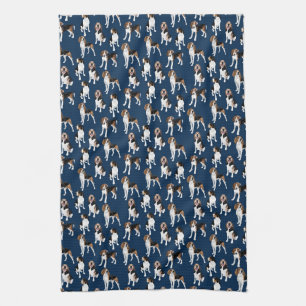 Treeing Walker Coonhound on Navy Tea Towel