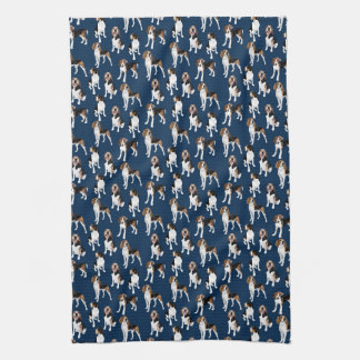 Treeing Walker Coonhound on Navy Tea Towel