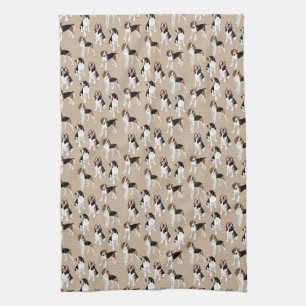 Treeing Walker Coonhound on tan Tea Towel