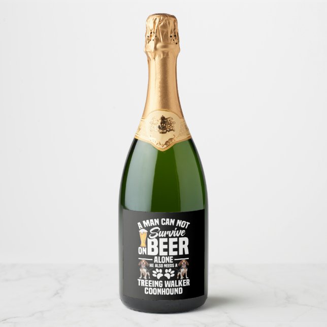 Treeing Walker Coonhound Owner Also Needs Sparkling Wine Label (Front)