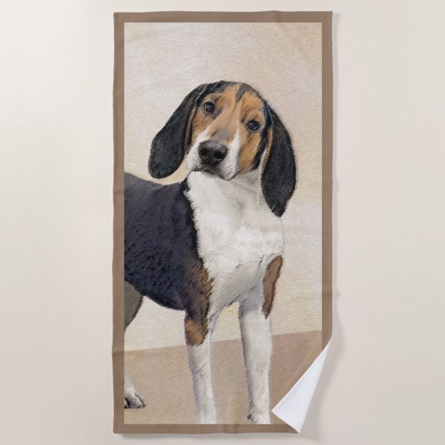 Treeing Walker Coonhound Painting - Original Art Beach Towel (Front)