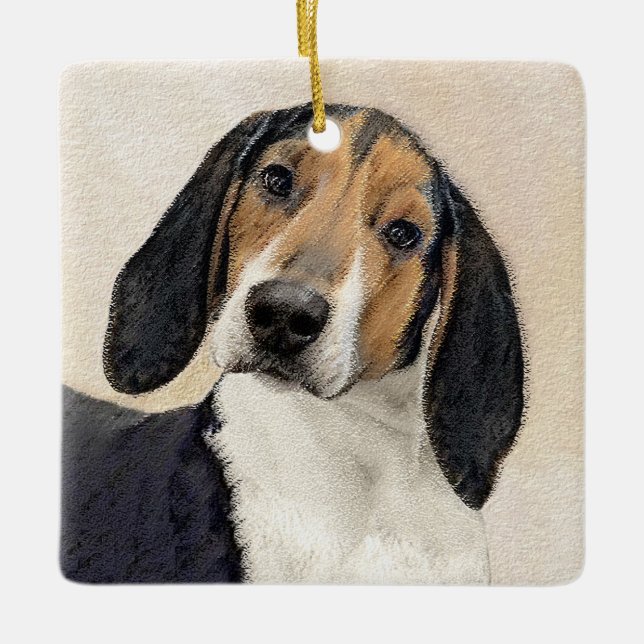 Treeing Walker Coonhound Painting - Original Art Ceramic Ornament (Front)
