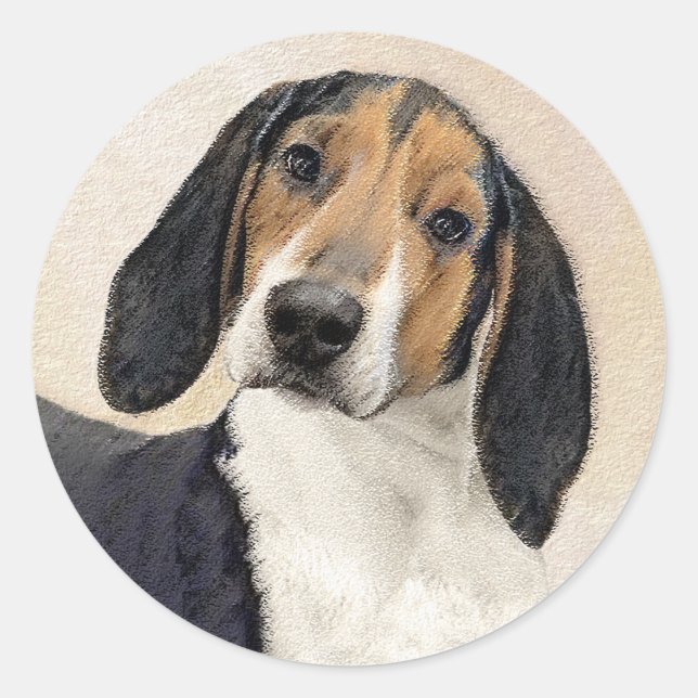Treeing Walker Coonhound Painting - Original Art Classic Round Sticker (Front)