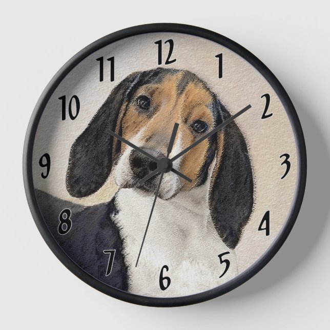 Treeing Walker Coonhound Painting - Original Art Clock (Front)