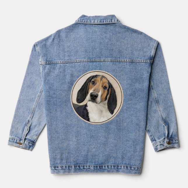 Treeing Walker Coonhound Painting - Original Art Denim Jacket (Back)