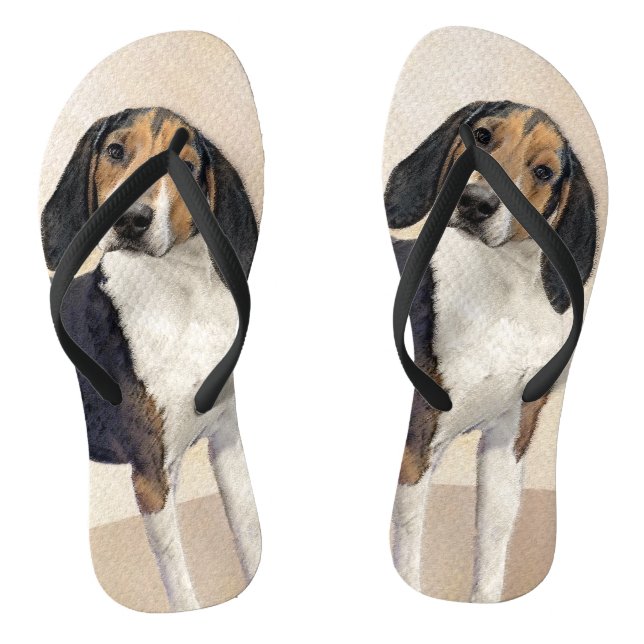 Treeing Walker Coonhound Painting - Original Art Flip Flops (Footbed)