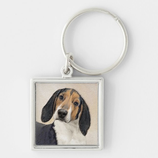 Treeing Walker Coonhound Painting - Original Art Key Ring (Front)