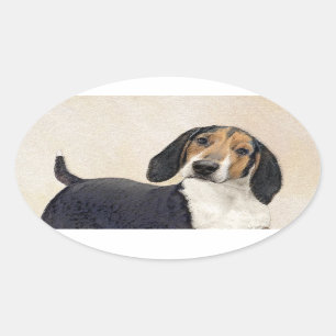 Treeing Walker Coonhound Painting - Original Art Oval Sticker