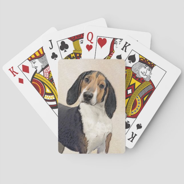 Treeing Walker Coonhound Painting - Original Art Playing Cards (Back)