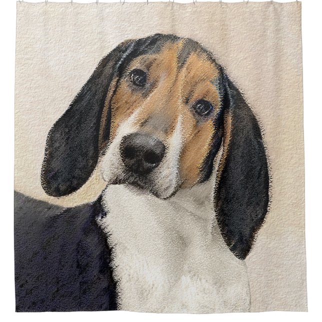 Treeing Walker Coonhound Painting - Original Art Shower Curtain (Front)