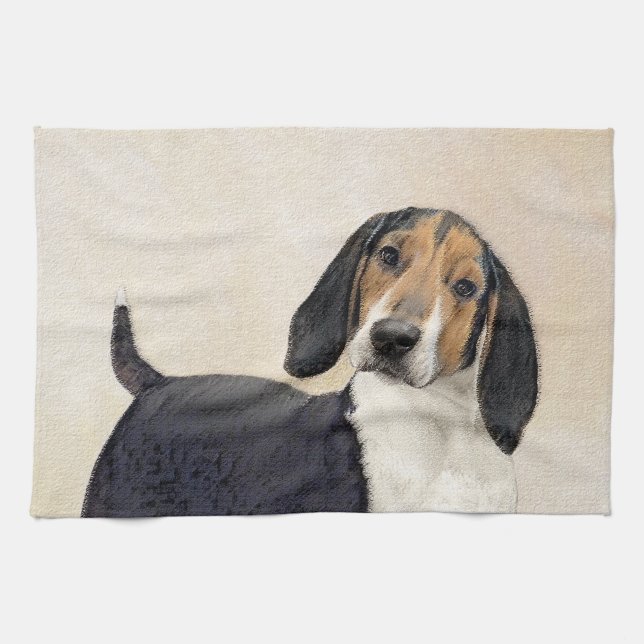 Treeing Walker Coonhound Painting - Original Art Tea Towel (Horizontal)