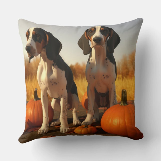 Treeing Walker Coonhound Puppy Autumn Pumpkin Cushion (Back)
