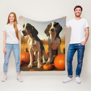 Treeing Walker Coonhound Puppy Autumn Pumpkin Fleece Blanket
