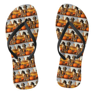Treeing Walker Coonhound Puppy Autumn Pumpkin Flip Flops