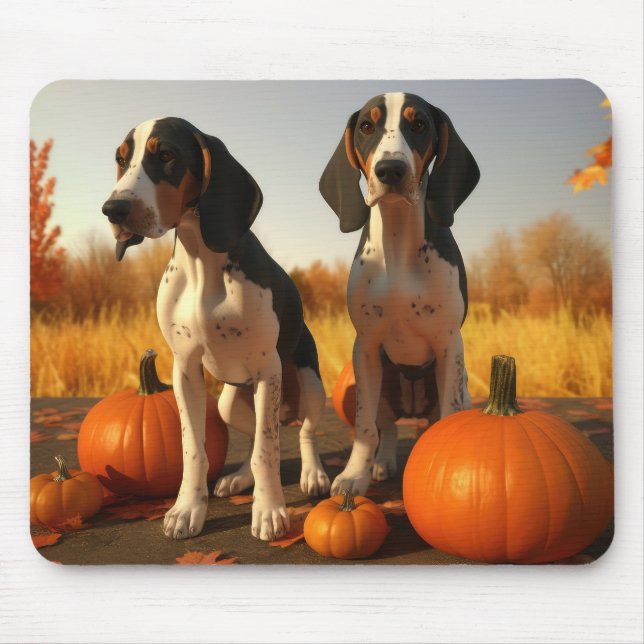 Treeing Walker Coonhound Puppy Autumn Pumpkin Mouse Mat (Front)