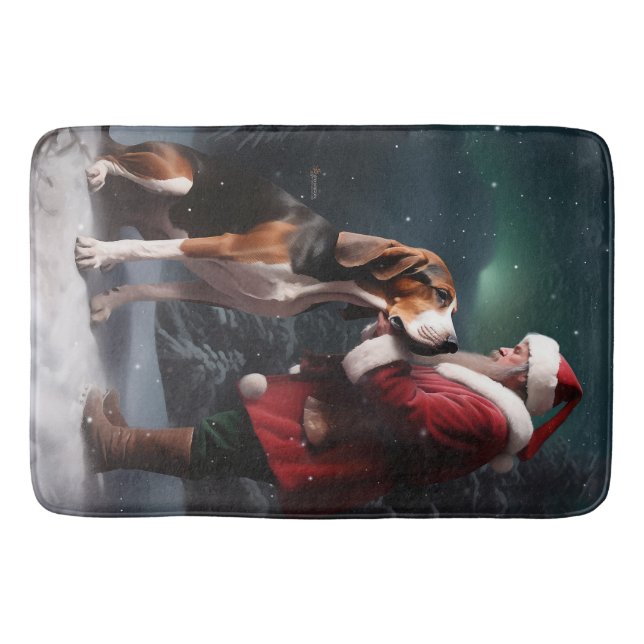 Treeing Walker Coonhound Santa Claus Christmas Bath Mat (Front)