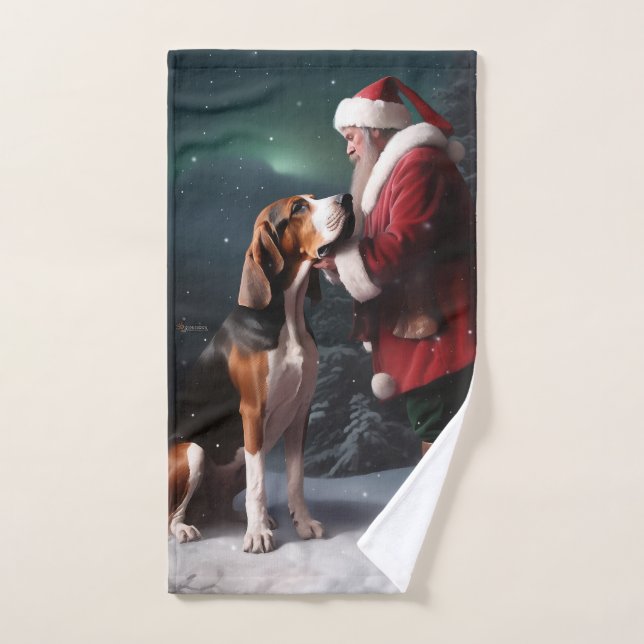 Treeing Walker Coonhound Santa Claus Christmas Bath Towel Set (Hand Towel)