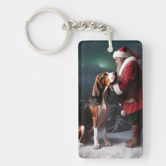 Treeing Walker Coonhound Santa Claus Christmas Key Ring (Front)