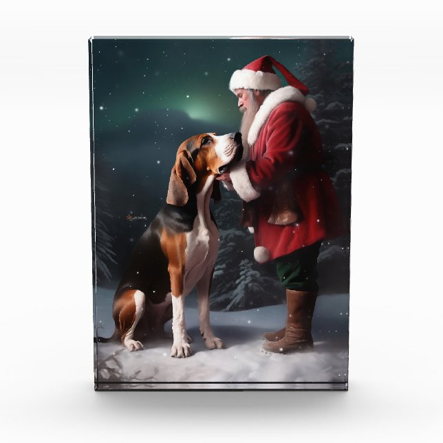 Treeing Walker Coonhound Santa Claus Christmas Photo Block (Front)