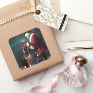 Treeing Walker Coonhound Santa Claus Christmas Square Sticker