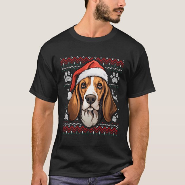 Treeing Walker Coonhound Santa Hat Christmas Funny T-Shirt (Front)