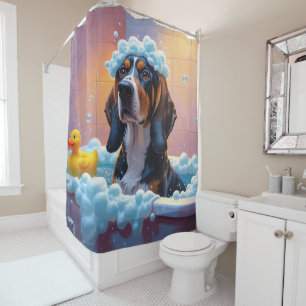 Treeing Walker Coonhound Sloppy Sleepy Cute Funny  Shower Curtain